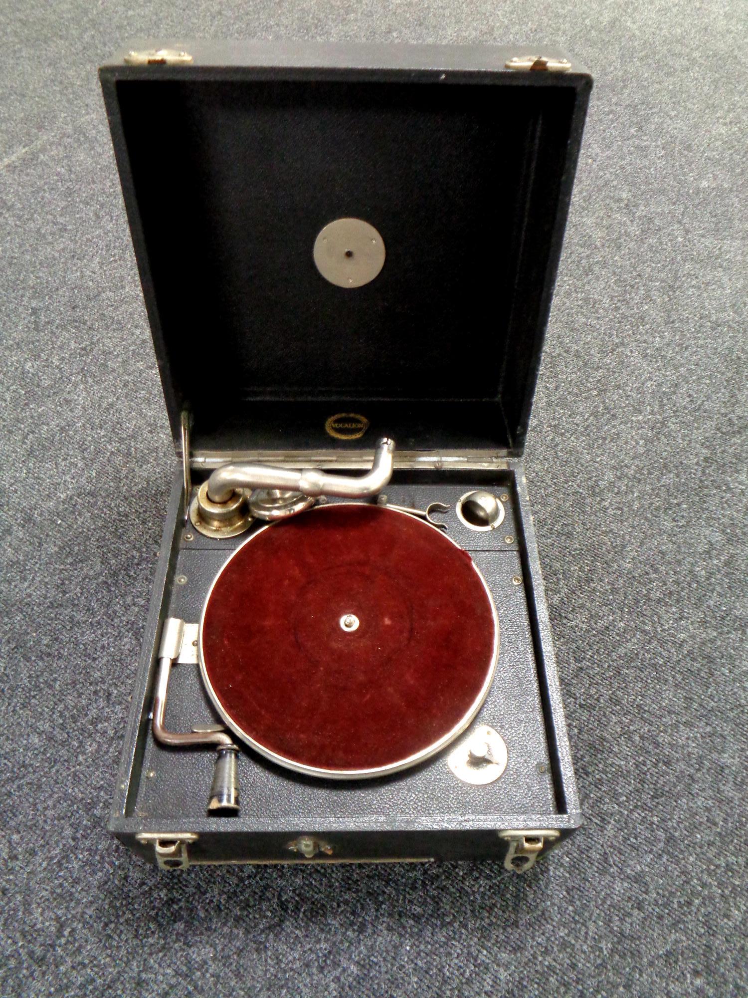 An early 20th century Vocalion portable gramophone
