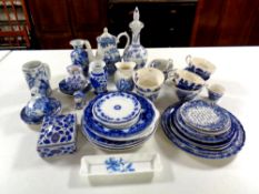 A quantity of blue and white china,