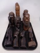 A tray of ten African tourist carved busts