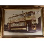 A set of six colour photographs : Binns Trams, each 20 cm x 30 cm, framed as a set.