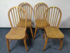 Four Ercol style elm spindle back dining room chairs