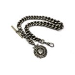 An antique heavy silver Albert chain, 116g.