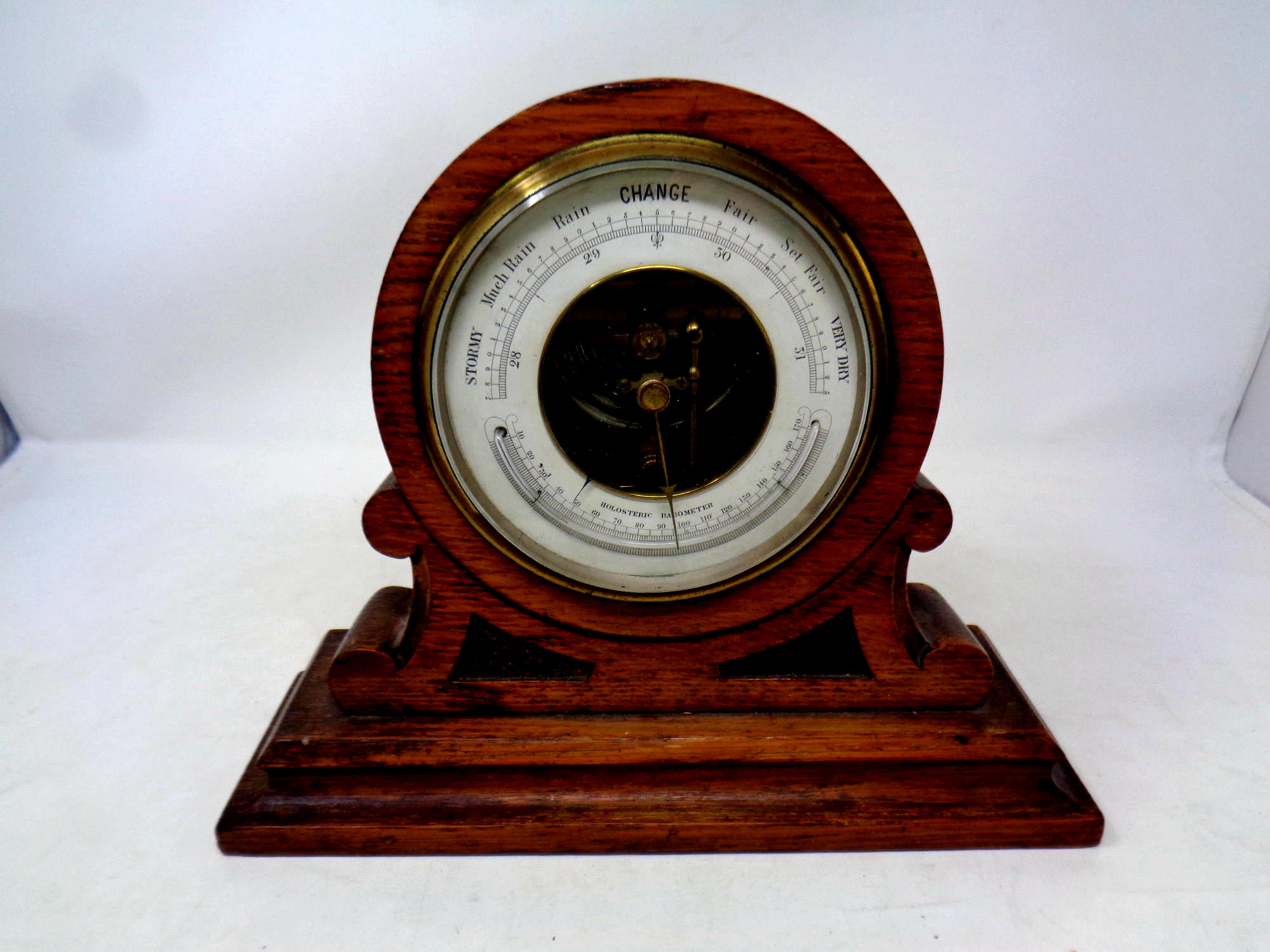 An early 20th century oak holosteric barometer