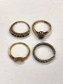Four 9ct gold dress rings, 5.9g. (4) CONDITION REPORT: Eternity ring damaged.