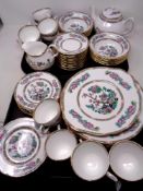 Two trays of sixty four pieces of Duchess Indian tree tea and dinner bone china