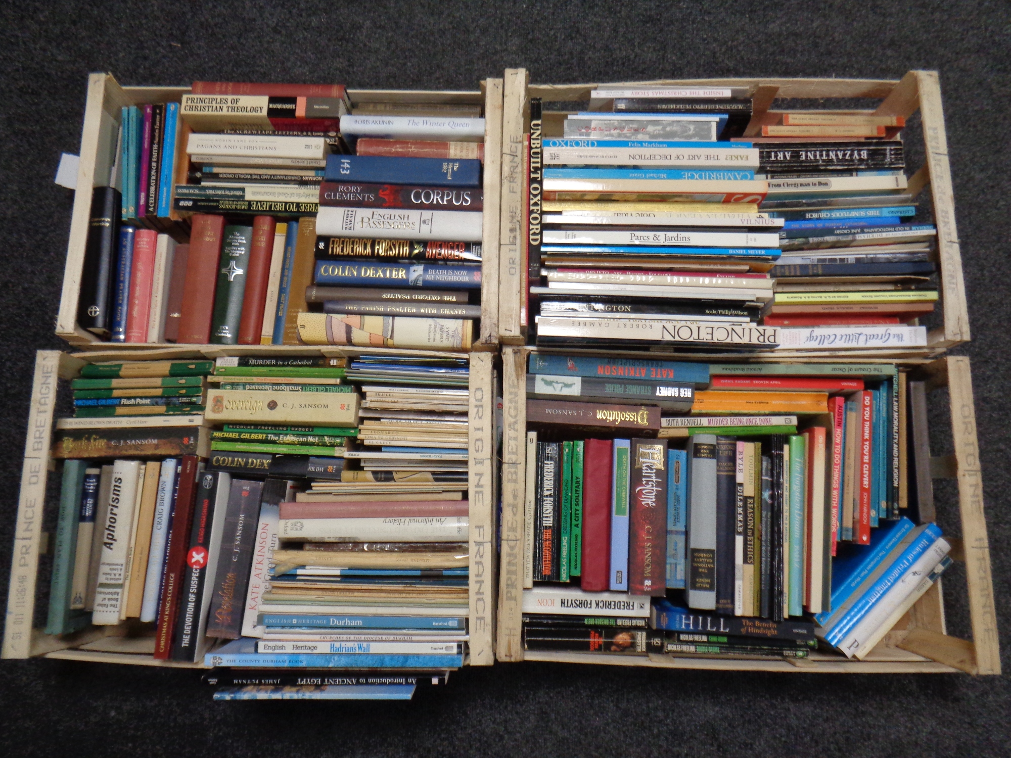 Four crates of books, British towns and cities,