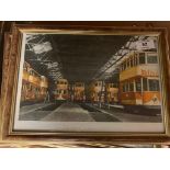 A set of six colour photographs : Binns Trams, each 20 cm x 30 cm, framed as a set.