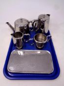 A tray of five piece Old Hall pewter tea service