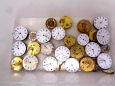 Approximately 28 pocket watch movements all removed from 18ct gold pocket watches,