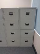 Two four drawer metal filing cabinets no keys