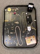 A quantity of costume jewellery, earrings, chains, necklaces etc.