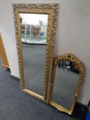 Two decorative gilt framed hall mirrors