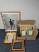 A Jack Vettriano print together with a box of assorted picture frames,