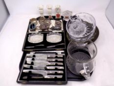 A tray of crested pieces, glass ware, plated items,