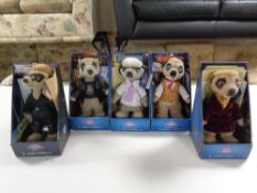 Five Compare the Meerkat soft toys with certificates in box