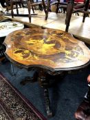 A good quality 19th century occasional table with shaped inlaid top, width 94 cm,