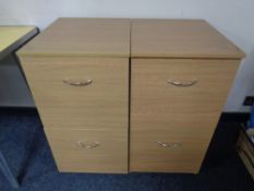 Two wood effect two drawer filing chests