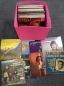 A box of vinyl LP records - compilations, Kenny Rogers,