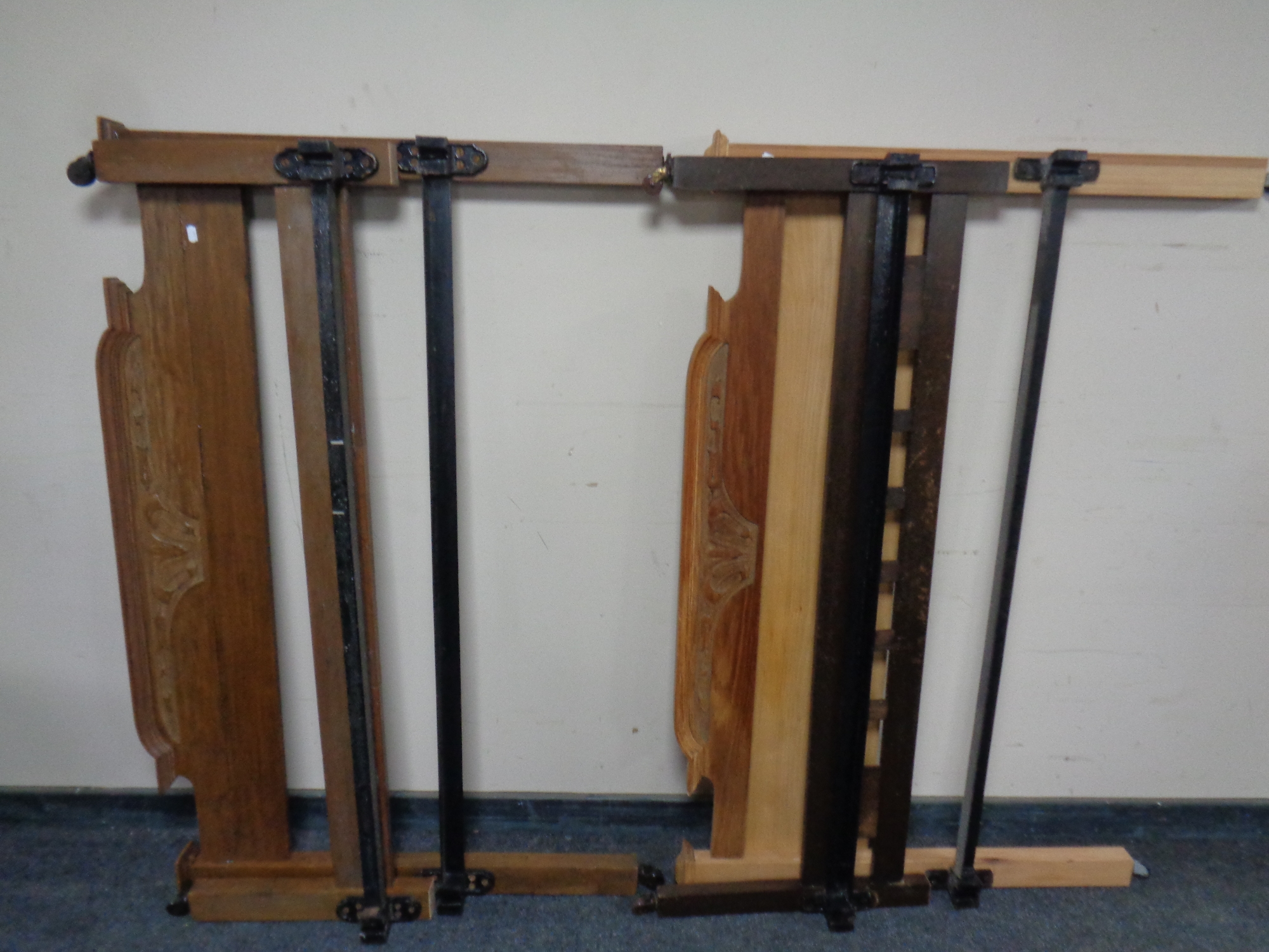 Two sets of Edwardian and later 4' 6" bed ends