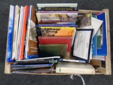 A crate of books relating to Newcastle and North Tyneside