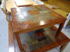 A mid century Danish rosewood tiled coffee table