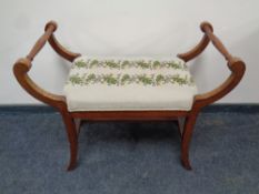 A 20th century beech wood dressing table stool