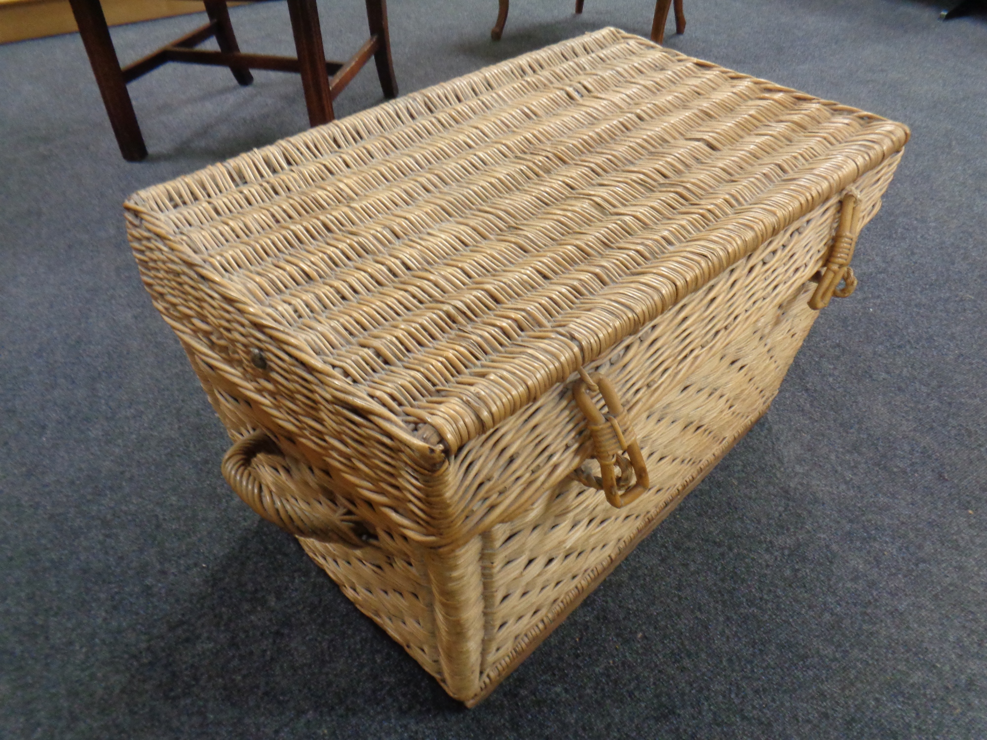 A large wicker hamper