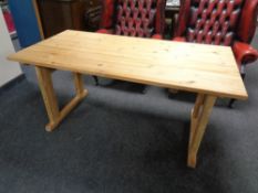 A pine adjustable draughtsman's refectory table