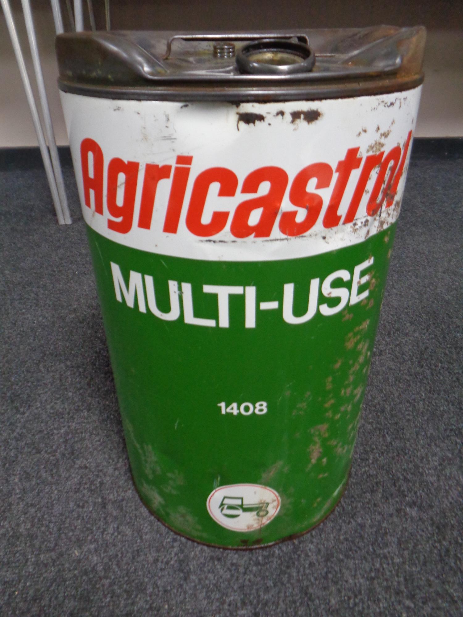 An Agricastrol multi use five gallon oil drum