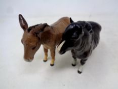 A Beswick figure of a Dartmoor pony and a Beswick figure of a donkey