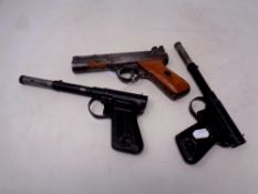 A Webley air pistol Mark I, together with two further vintage air pistols.