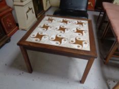 A mid 20th century Danish tile topped coffee table