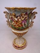 A Capo di Monte twin handled vase, height 29.