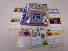 Pokemon Gameboy silver edition 2000 cartridge with box and silver pokemon cards,