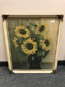 Continental colour print depicting sun flowers,