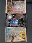 Three crates of assorted glass ware