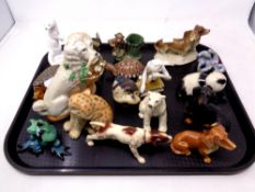 A tray of assorted animal ornaments : Sylvac, Wade, Crown Staffordshire,