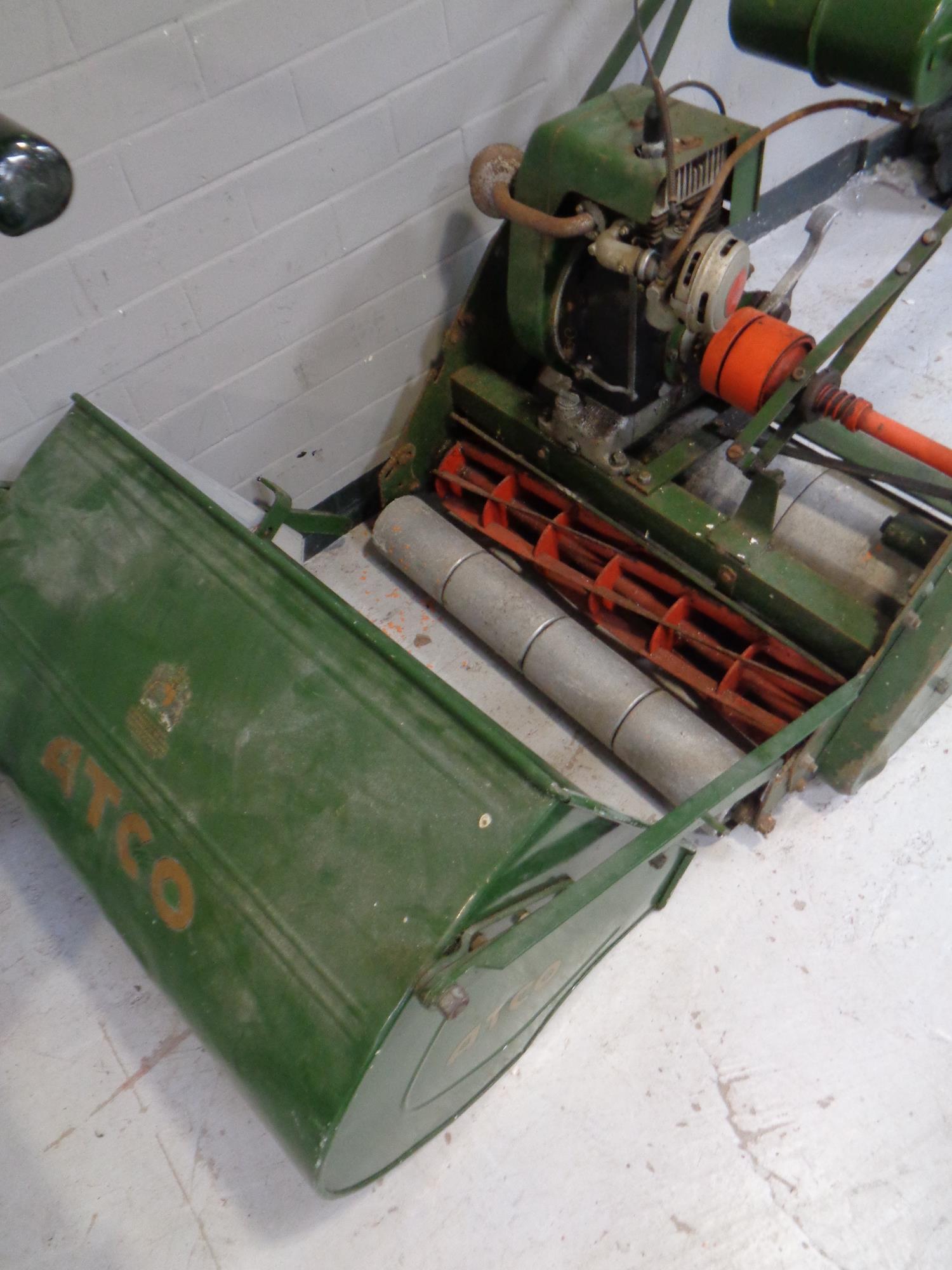 A vintage Atco petrol lawn mower with Villiers 1100 engine with built in roller and grass box - Image 2 of 2