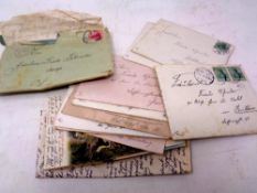 A small quantity of German World War I letters in envelopes with stamps