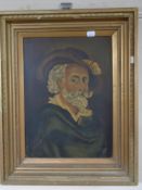 An antiquarian oil on canvas, portrait study of a gentleman, in a gilt composite frame,