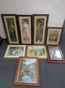 Seven early twentieth century and later colour prints including Art Deco examples etc