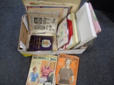 A box of 1930s volumes : Woman's Own, vintage Practical Knitters,