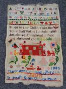 An 1884 sampler by Mary Ann Cowland aged 13, St Joseph School Ushaw Moor,