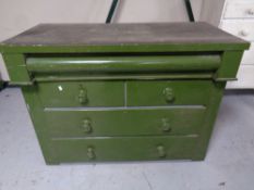 A painted five drawer Victorian chest (no base)