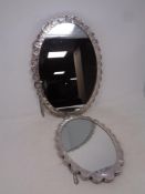 Two Turkish silver framed mirrors,