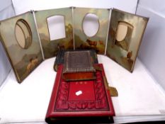 Four antique leather bound photograph albums (empty)