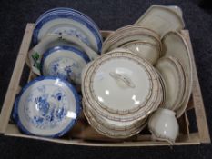 A box of Grindley green petal dinner ware, Booths,