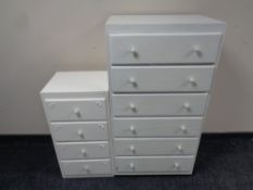 A mid 20th century painted six drawer chest and matching four drawer chest