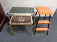 Two 20th century tiled topped occasional tables,