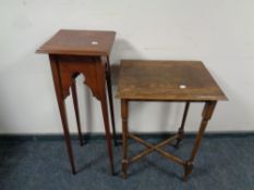 An Edwardian plant stand together with an occasional table